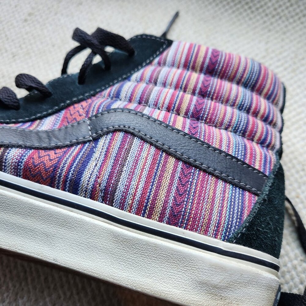Vans Sk8-Hi Striped Mens 11 US High Top Skate Shoes Black Guate Weave T375 - Picture 7 of 12